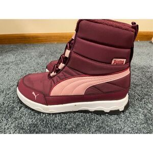 Puma Evolve Big Kids Size 4 Burgundy Snowboot Insulated Drawstring